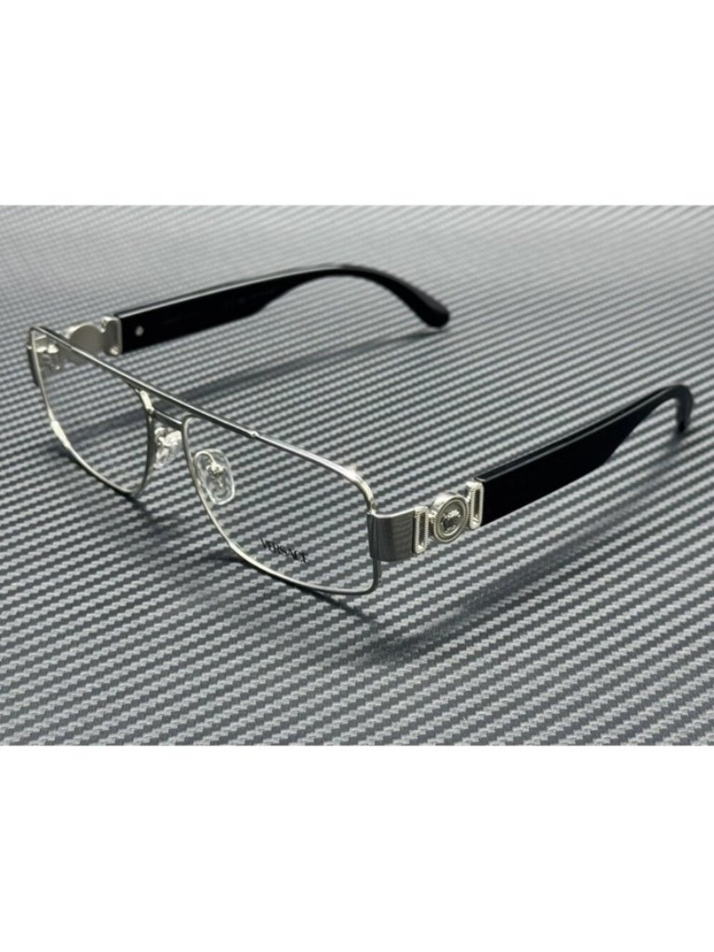 New Versace Men Silver Black Eyeglasses 58-14-145